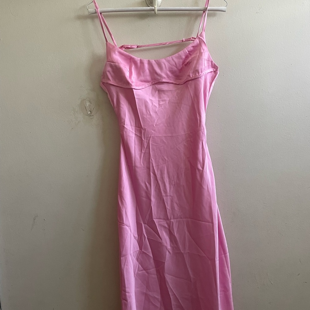 Pink satin dress